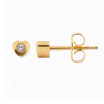 تحميل الصورة إلى عارض المعرض، 3MM Heart-Lite With Crystal 24K Pure Gold Plated Ear Studs
