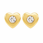 Load image into Gallery viewer, 3MM Heart-Lite With Crystal 24K Pure Gold Plated Ear Studs