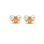 Load image into Gallery viewer, Butterfly Ab Crystal 24K Pure Gold Plated Ear Studs
