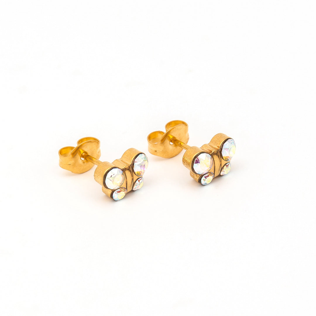 Butterfly Ab Crystal 24K Pure Gold Plated Ear Studs