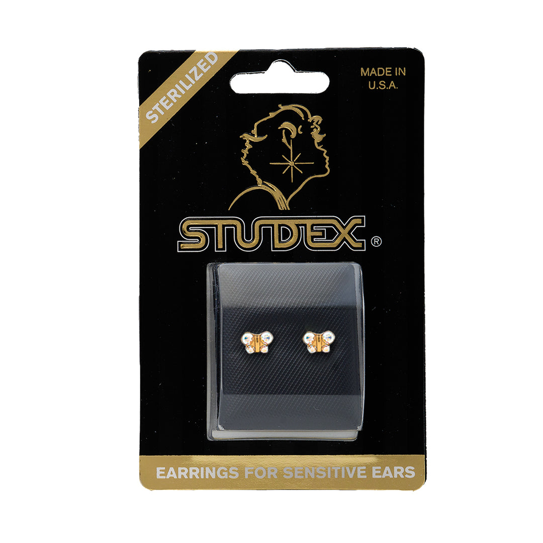 Butterfly Ab Crystal 24K Pure Gold Plated Ear Studs
