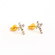 Crosses Crystal 24K Pure Gold Plated Ear Studs