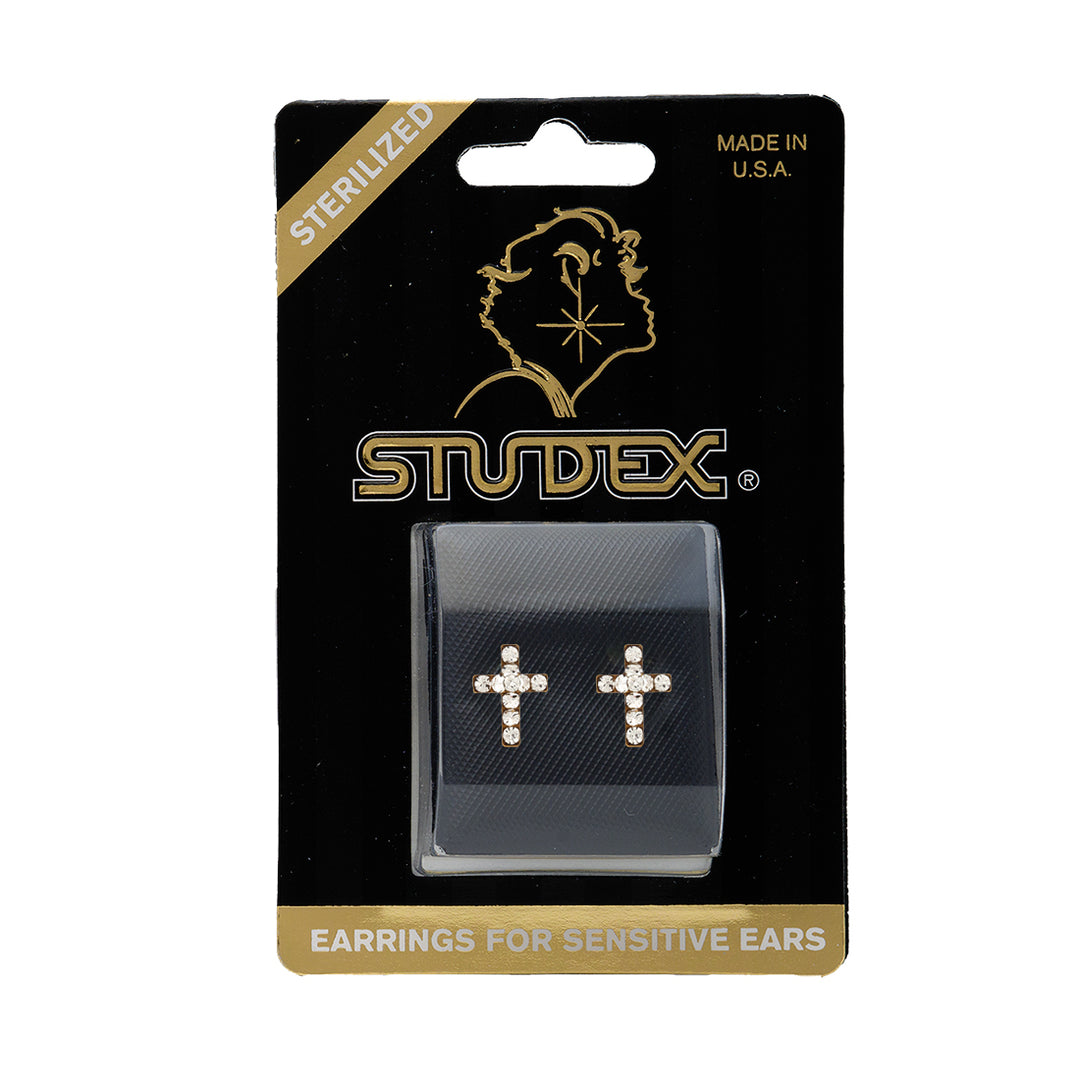 Crosses Crystal 24K Pure Gold Plated Ear Studs