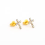 Load image into Gallery viewer, Crosses Ab Crystal 24K Pure Gold Plated Ear Studs
