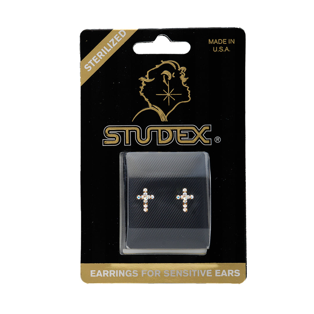 Crosses Ab Crystal 24K Pure Gold Plated Ear Studs