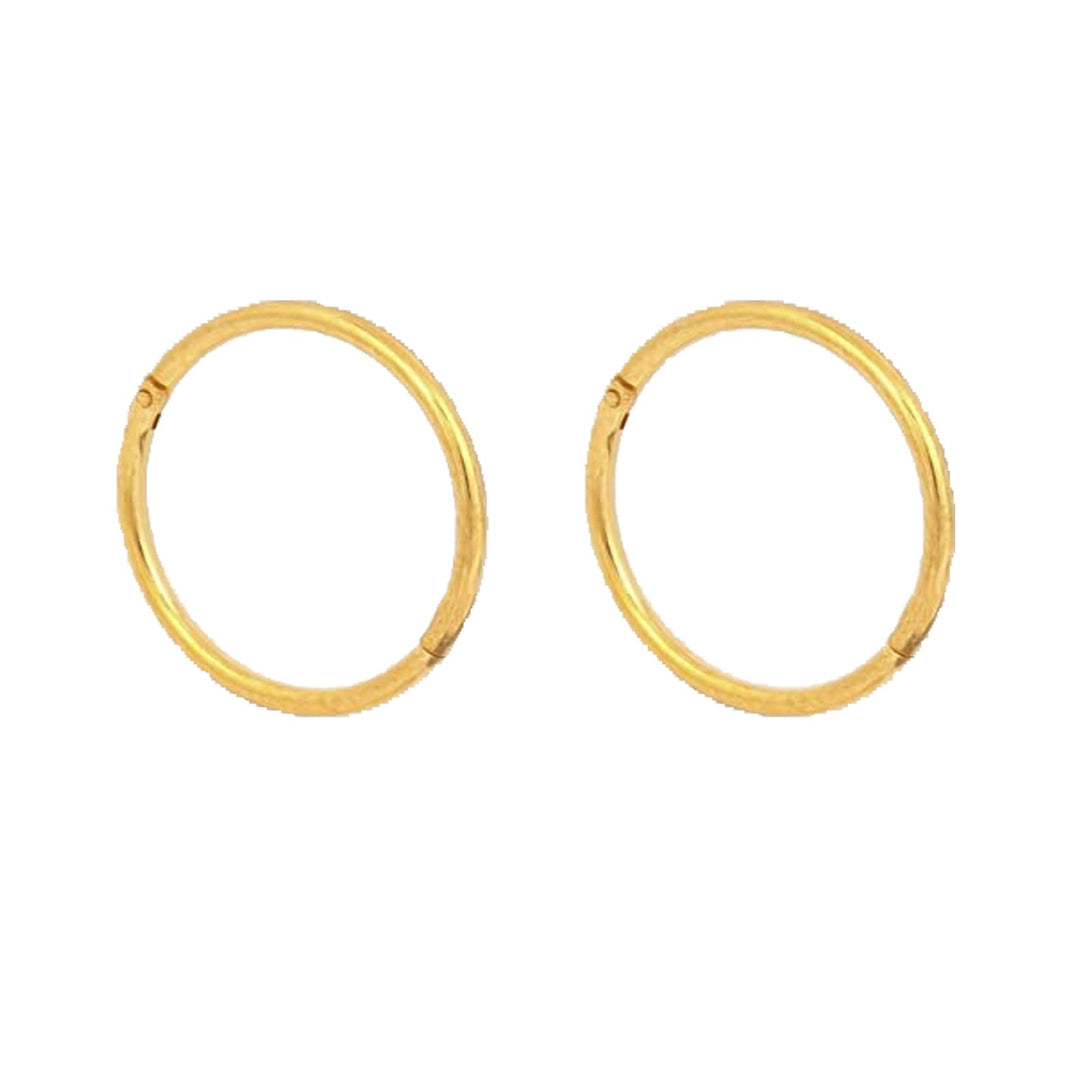 Smooth Hinged Hoops 24K Pure Gold Plated Earrings
