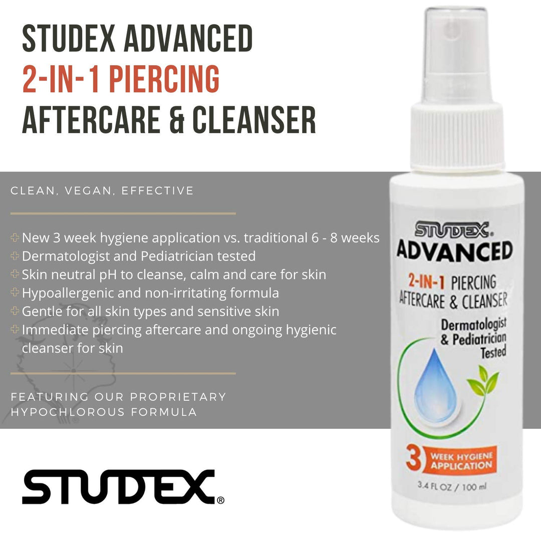 Studex Advanced 2-in-1 Piercing Aftercare & Cleanser 100ml