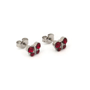 January Garnet Butterfly Shape Allergy-Free Stainless Steel Ear Studs