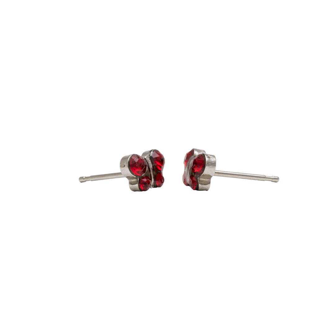 January Garnet Butterfly Shape Allergy-Free Stainless Steel Ear Studs