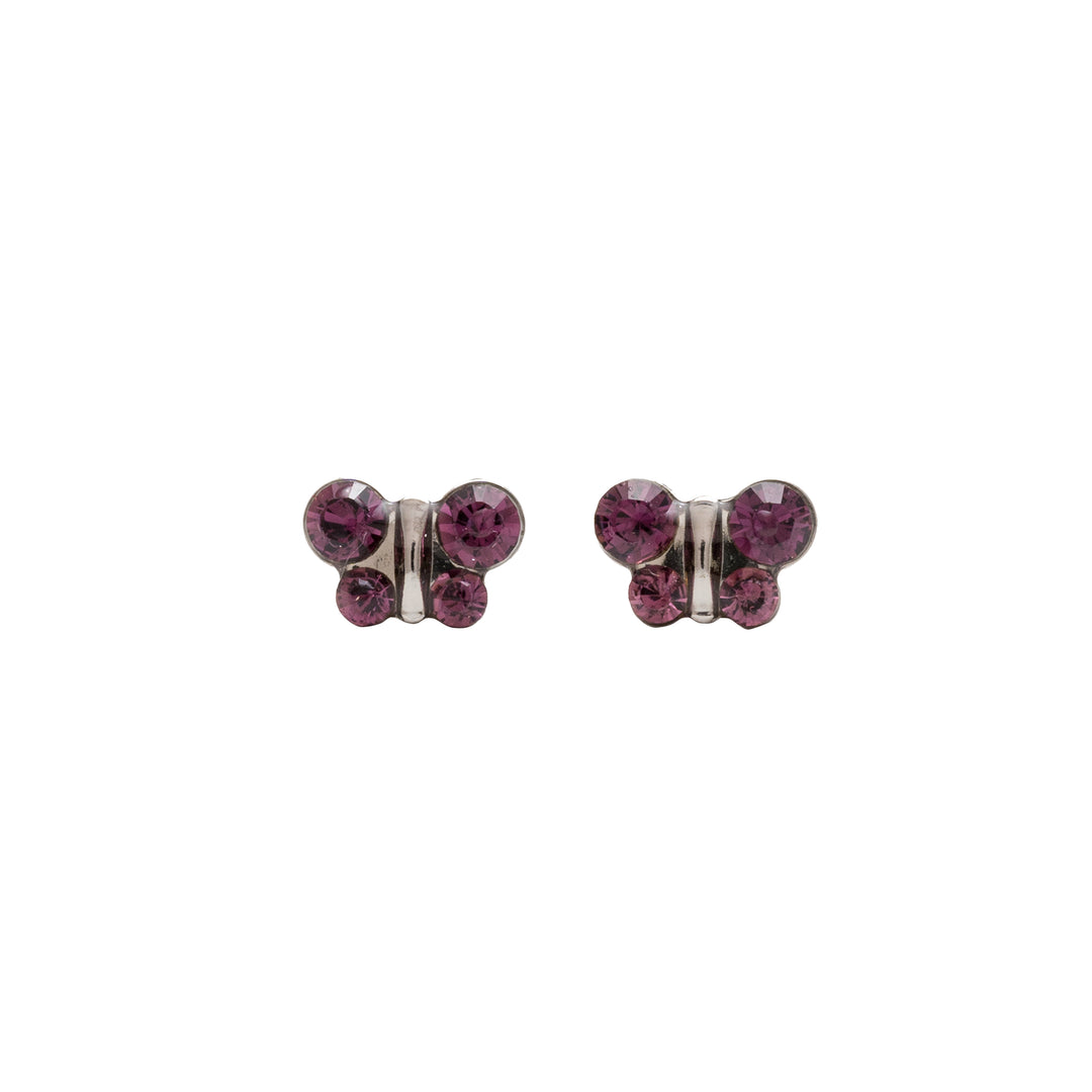 February Amethyst Butterfly Shape Allergy-Free Stainless Steel Ear Studs