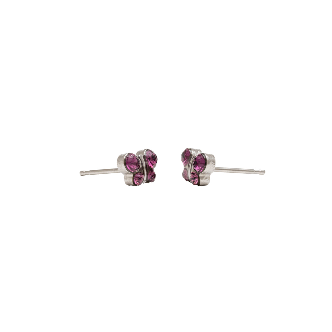 February Amethyst Butterfly Shape Allergy-Free Stainless Steel Ear Studs