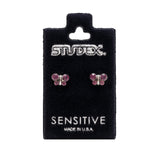 Load image into Gallery viewer, February Amethyst Butterfly Shape Allergy-Free Stainless Steel Ear Studs
