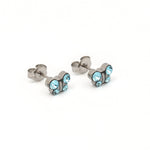 Load image into Gallery viewer, March Aquamarine Butterfly Shape Allergy-Free Stainless Steel Ear Studs
