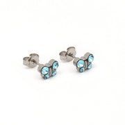 March Aquamarine Butterfly Shape Allergy-Free Stainless Steel Ear Studs