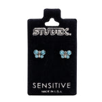 Load image into Gallery viewer, March Aquamarine Butterfly Shape Allergy-Free Stainless Steel Ear Studs
