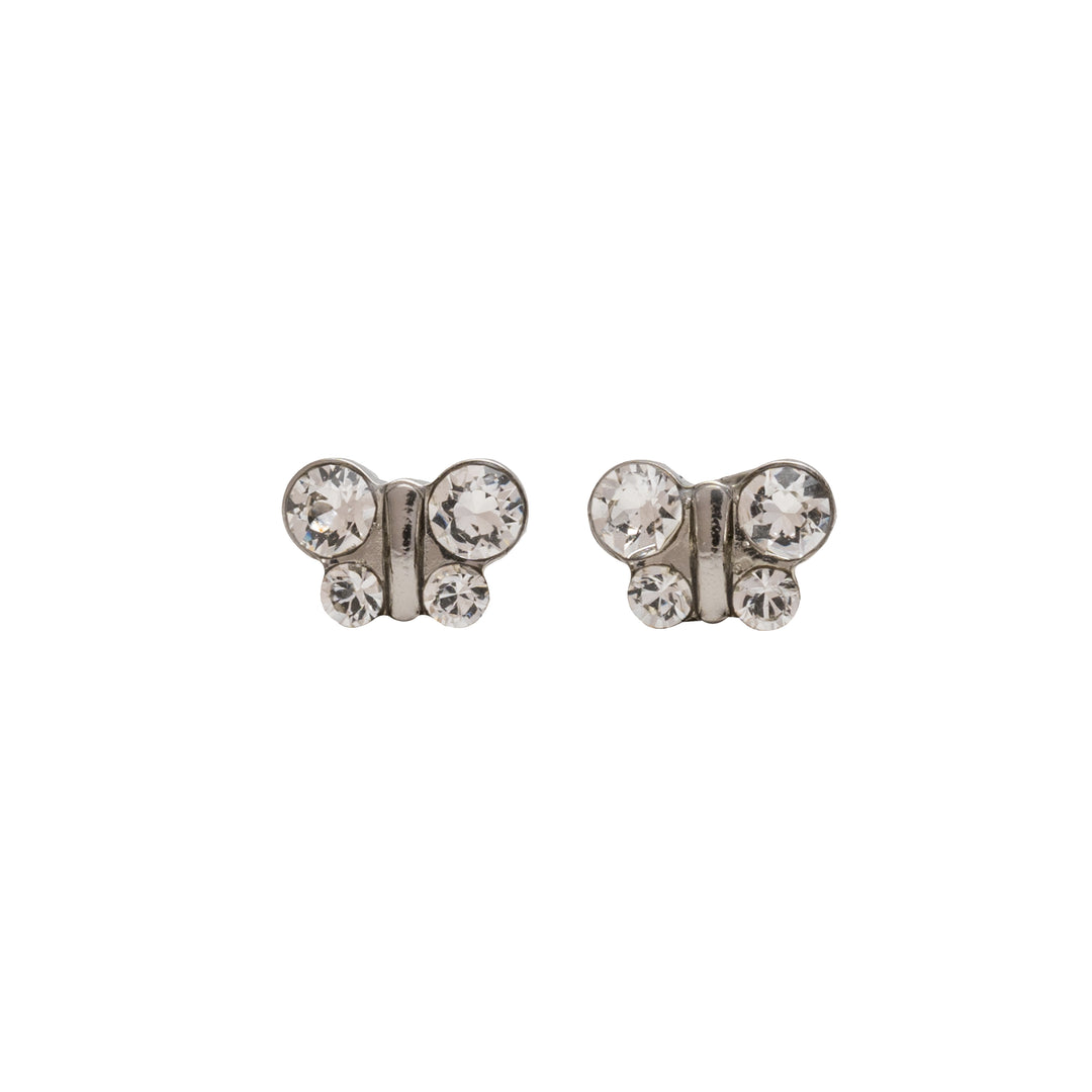 April Crystal Butterfly Shape Allergy-Free Stainless Steel Ear Studs