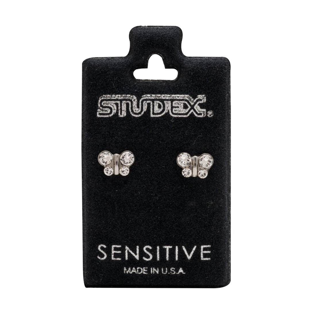 April Crystal Butterfly Shape Allergy-Free Stainless Steel Ear Studs