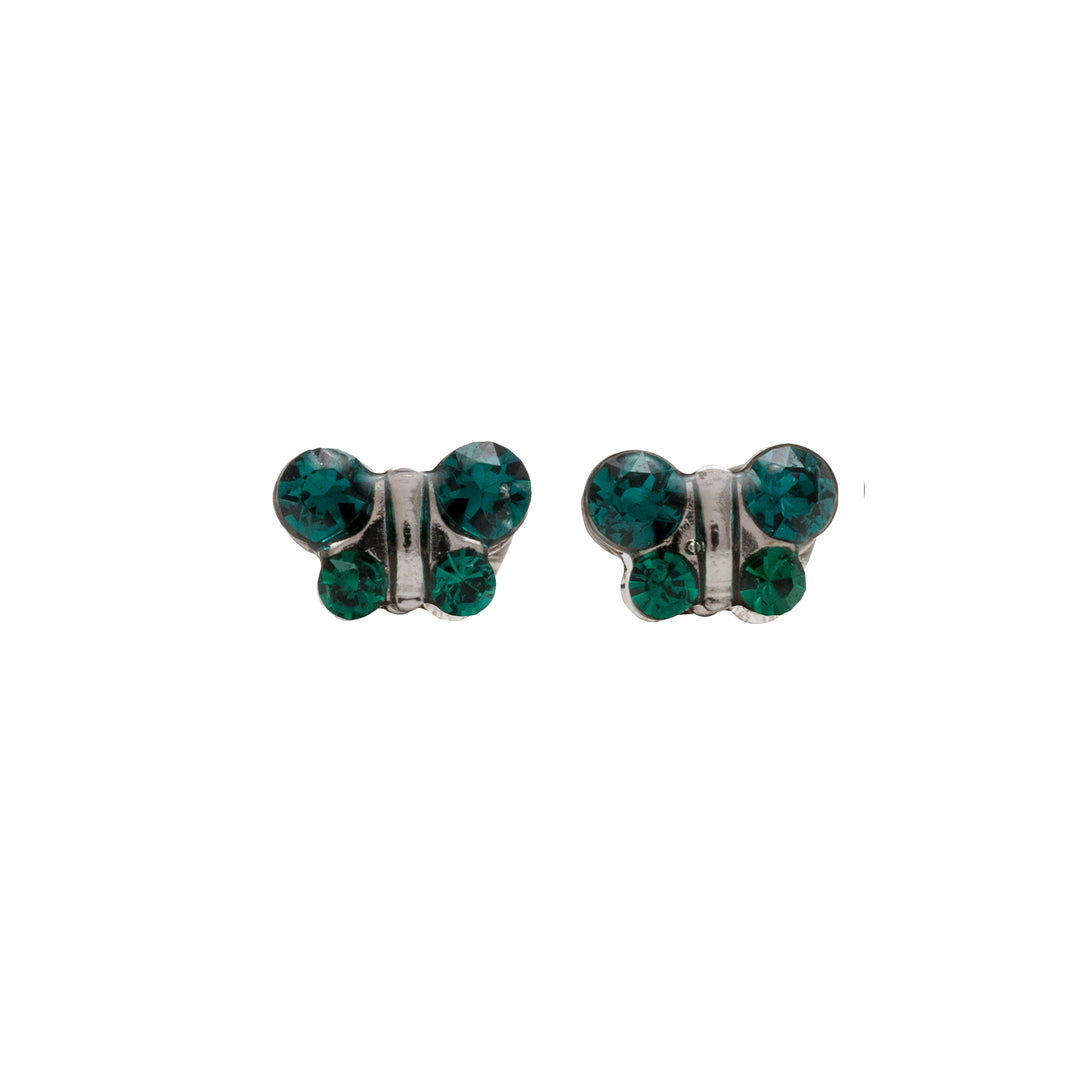 May Emerald Butterfly Shape Allergy-Free Stainless Steel Ear Studs