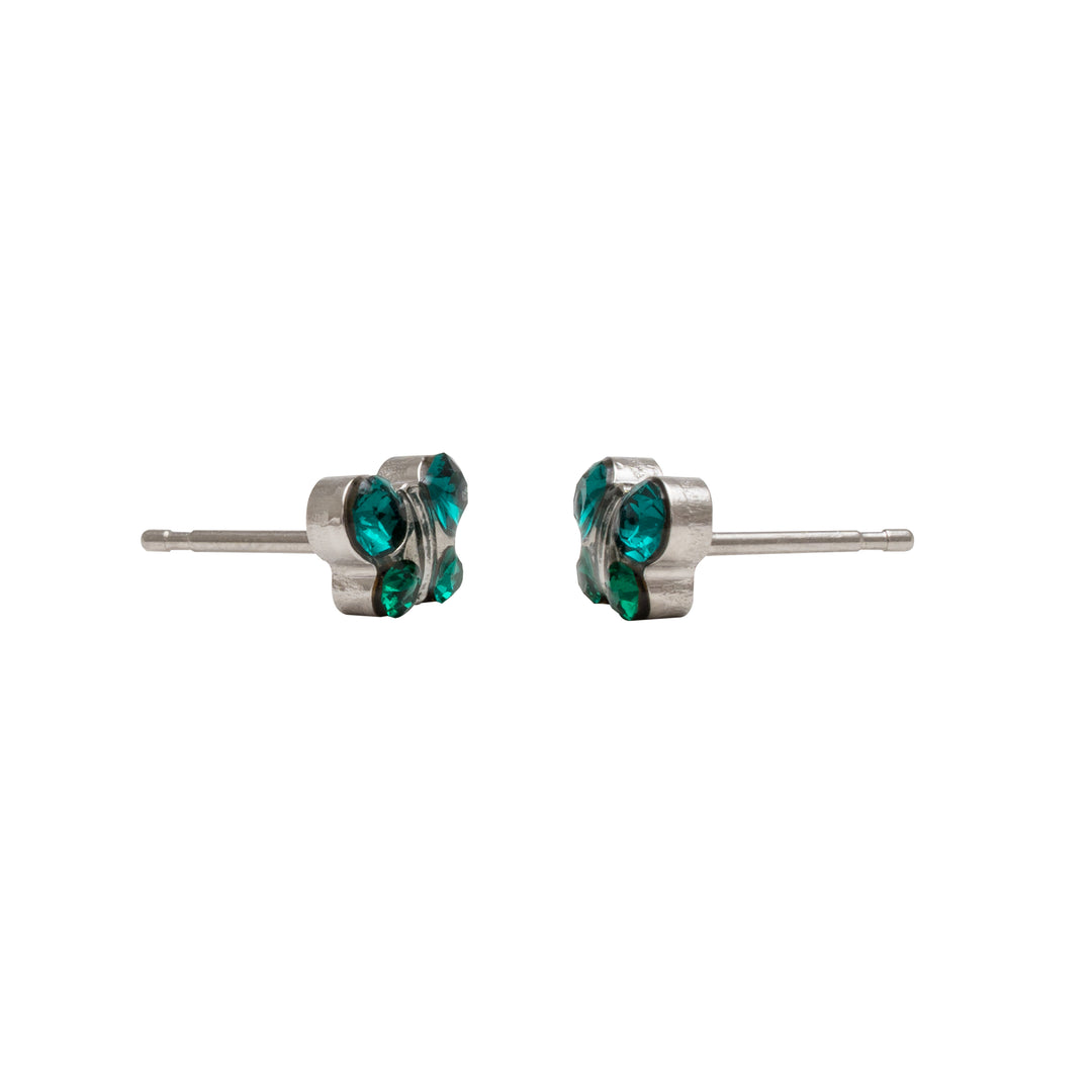 May Emerald Butterfly Shape Allergy-Free Stainless Steel Ear Studs