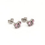 Load image into Gallery viewer, Light Amethyst Butterfly Shape Allergy-Free Stainless Steel Ear Studs
