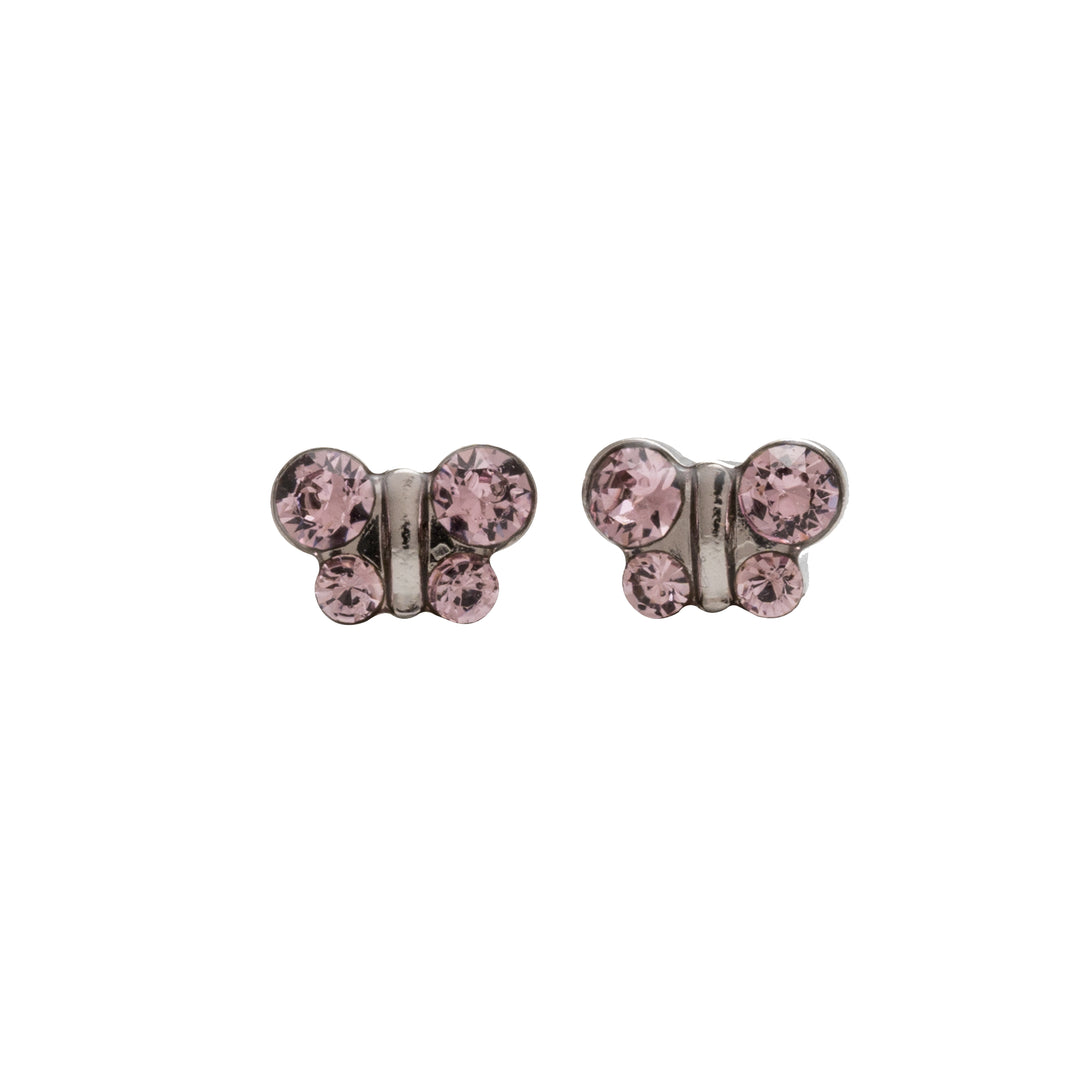 Light Amethyst Butterfly Shape Allergy-Free Stainless Steel Ear Studs