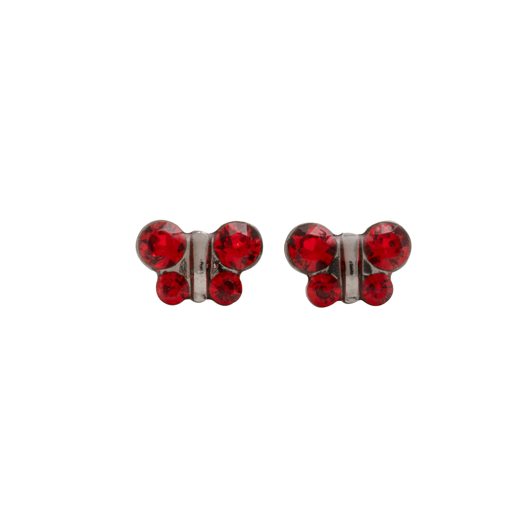 July Ruby Butterfly Shape Allergy-Free Stainless Steel Ear Studs