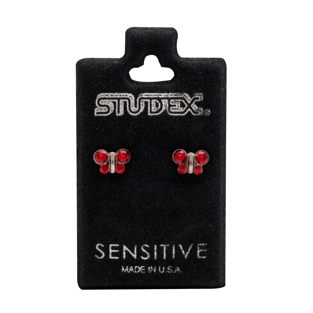 July Ruby Butterfly Shape Allergy-Free Stainless Steel Ear Studs