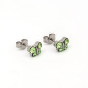 August Peridot Butterfly Shape Allergy-Free Stainless Steel Ear Studs
