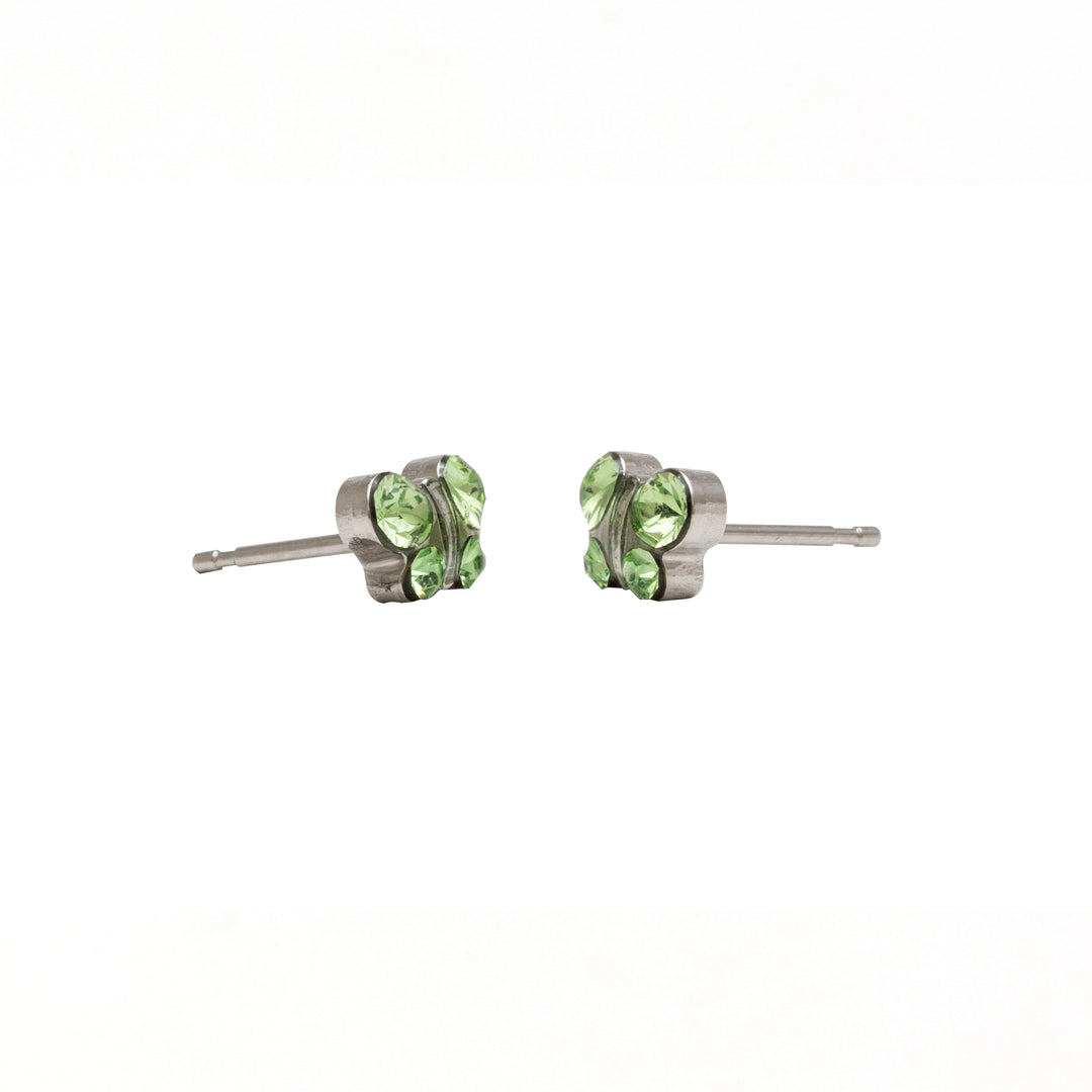 August Peridot Butterfly Shape Allergy-Free Stainless Steel Ear Studs