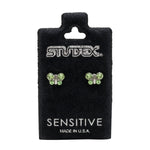 Load image into Gallery viewer, August Peridot Butterfly Shape Allergy-Free Stainless Steel Ear Studs
