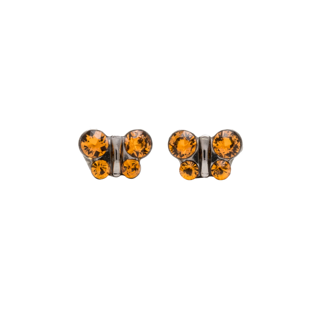 November Topaz Butterfly Shape Allergy-Free Stainless Steel Ear Studs