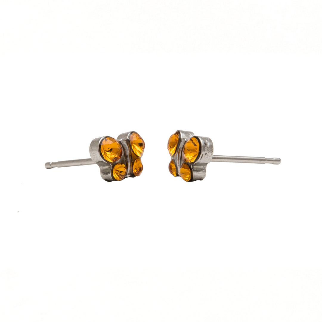 November Topaz Butterfly Shape Allergy-Free Stainless Steel Ear Studs