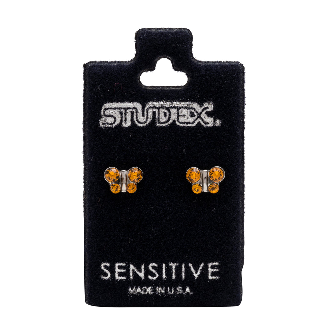 November Topaz Butterfly Shape Allergy-Free Stainless Steel Ear Studs