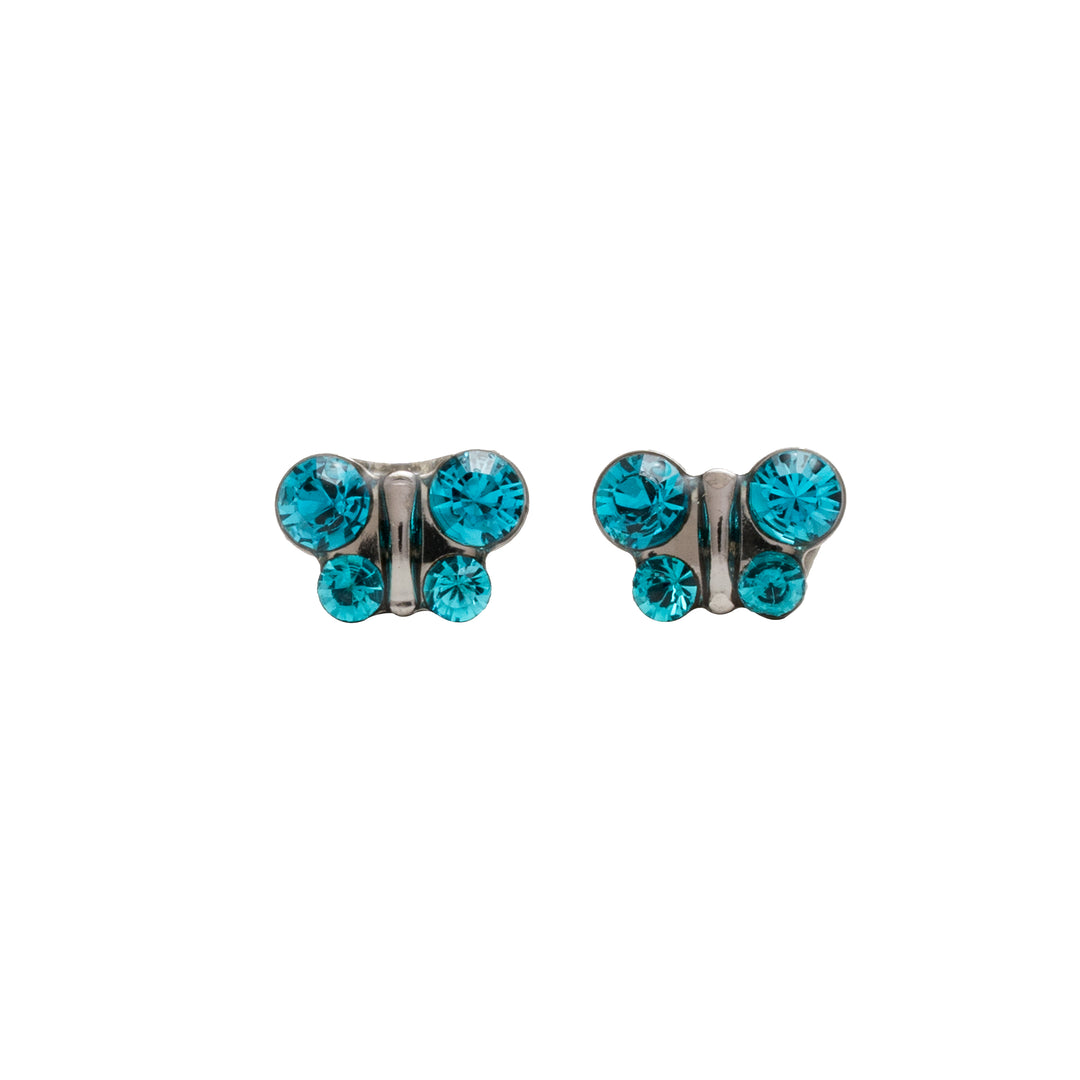December Blue Zircon Butterfly Shape Allergy-Free Stainless Steel Ear Studs