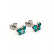 December Blue Zircon Butterfly Shape Allergy-Free Stainless Steel Ear Studs