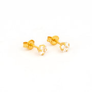 4*4MM Cubic Zirconia Princess Cut 24K Pure Gold Plated Ear Studs | Ideal For Every Day Wear