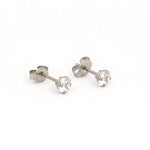 Load image into Gallery viewer, 4MM Cubic Zirconia Princess Cut Allergy-Free Stainless Steel Ear Studs
