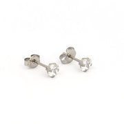 4MM Cubic Zirconia Princess Cut Allergy-Free Stainless Steel Ear Studs