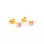 Load image into Gallery viewer, 5MM Pink Cubic Zirconia Star 24K Pure Gold Plated Ear Studs
