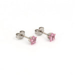 Load image into Gallery viewer, 5MM Pink Cubic Zirconia Star Allergy-Free Stainless Steel Ear Studs
