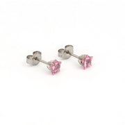 5MM Pink Cubic Zirconia Star Allergy-Free Stainless Steel Ear Studs