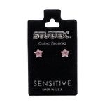 Load image into Gallery viewer, 5MM Pink Cubic Zirconia Star Allergy-Free Stainless Steel Ear Studs

