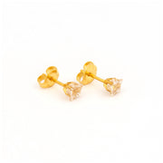 5MM Cubic Zirconia Star 24K Pure Gold Plated Ear Studs