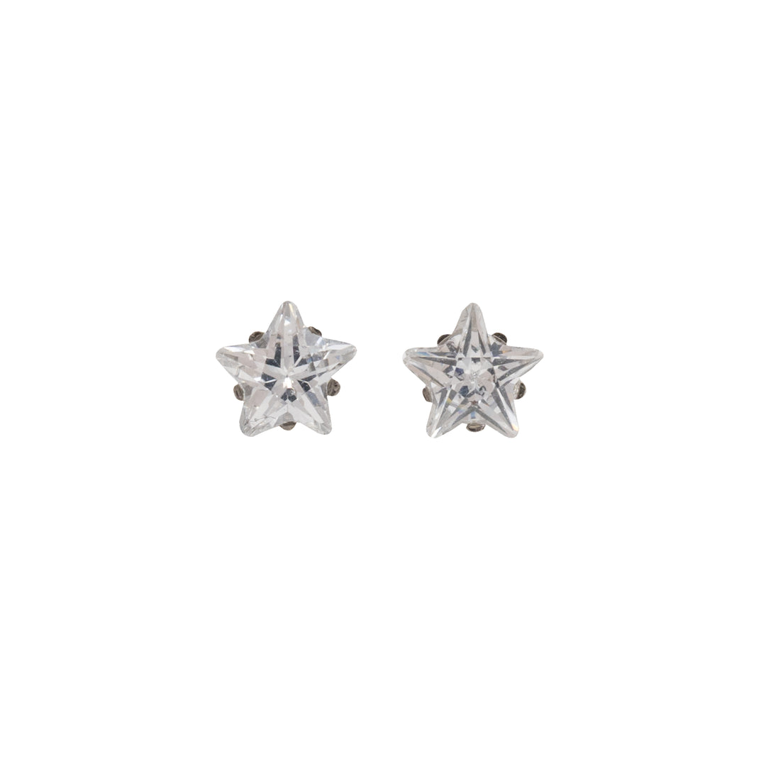 5MM Cubic Zirconia Star Allergy-Free Stainless Steel Ear Studs