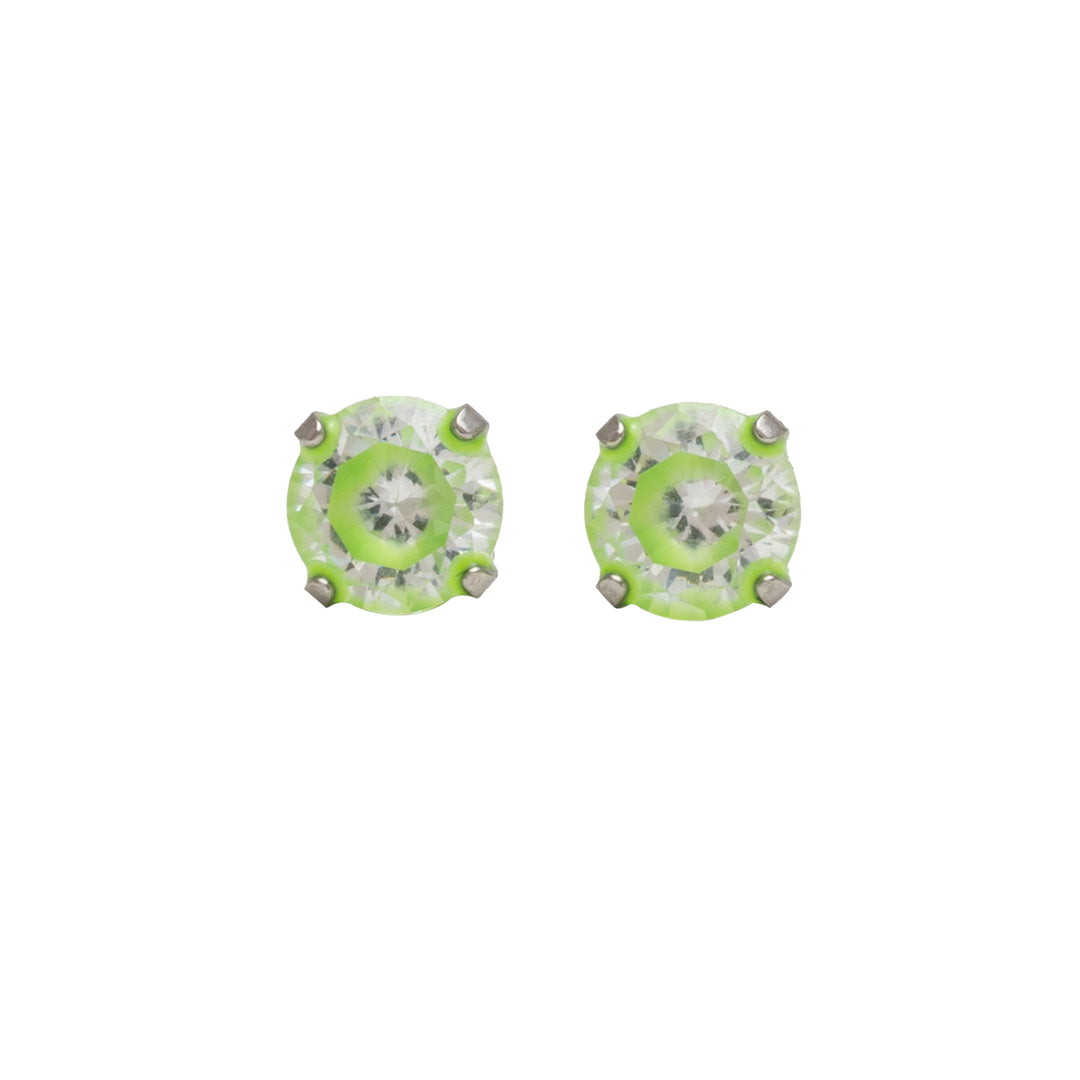 5MM Cubic Zirconia Neon Green Allergy-Free Stainless Steel Ear Studs