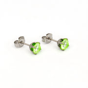 5MM Cubic Zirconia Neon Green Allergy-Free Stainless Steel Ear Studs