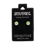 Load image into Gallery viewer, 5MM Cubic Zirconia Neon Green Allergy-Free Stainless Steel Ear Studs

