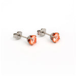 Load image into Gallery viewer, 5MM Cubic Zirconia Neon Orange Allergy-Free Stainless Steel Ear Studs
