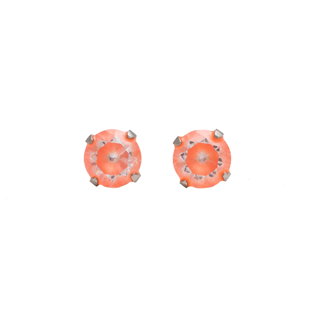 5MM Cubic Zirconia Neon Orange Allergy-Free Stainless Steel Ear Studs