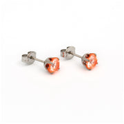 5MM Cubic Zirconia Neon Orange Allergy-Free Stainless Steel Ear Studs